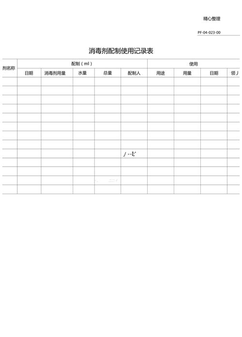 消毒剂配制使用记录表的管理与应用指南